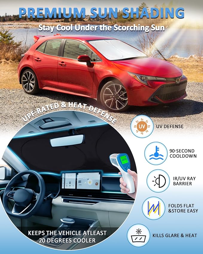 Sun Shade for Toyota Corolla 2014-2019 (Not for Corolla Cross) Windshield Sunshade fit for Toyota Corolla SE XSE L LE XLE Sedan Accessories Front Window Cover Shield Car Visor Protector