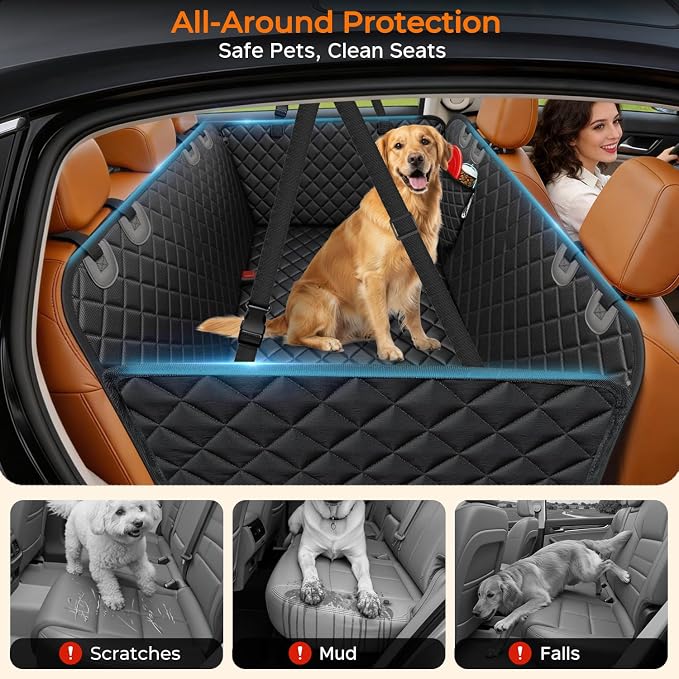 URPOWER 900D Heavy Duty Scratch Proof Dog Car Seat Cover for Pets 100% Waterproof Seat Cover Hammock Nonslip Durable Soft Back Seat Covers for Cars and SUVs