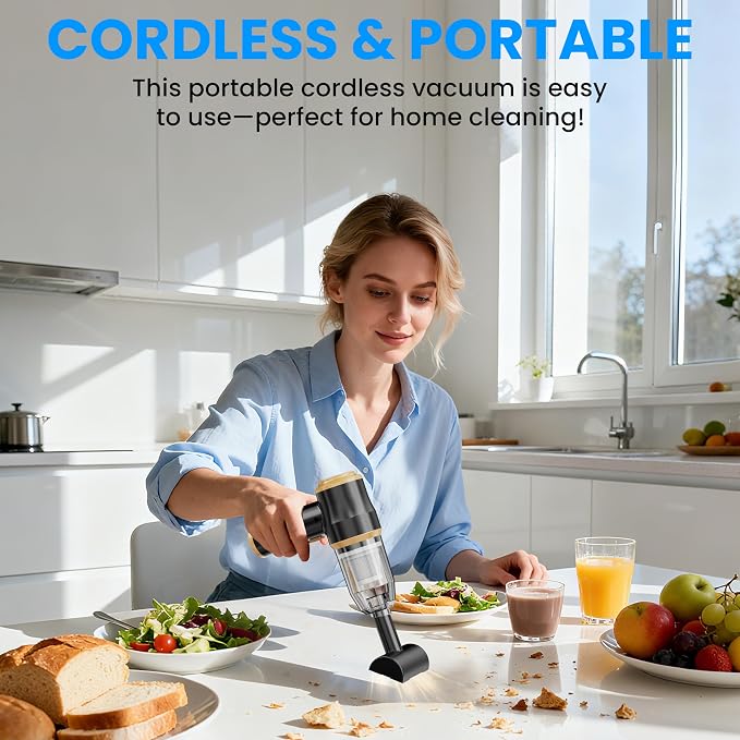 Mini Car Vacuum 15000Pa Portable Cordless Handheld Vacuum Cleaner and Air Duster with 2 Filter for Car, Sofa, Office, Pet, Home