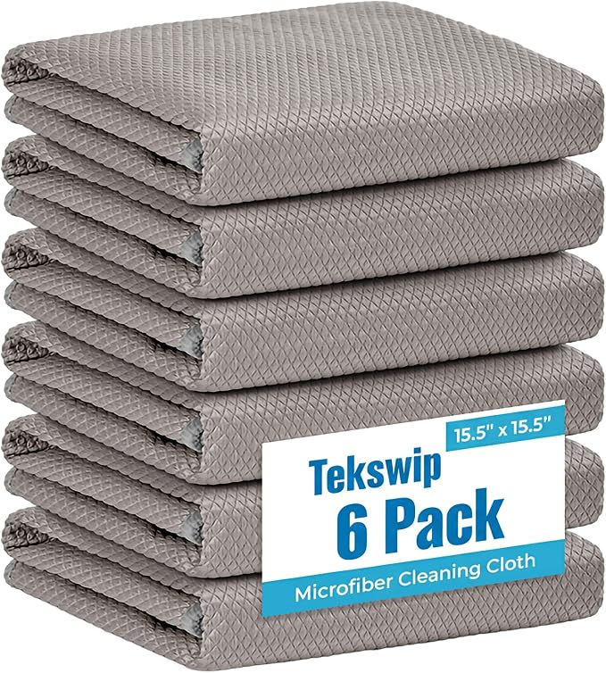 Professional Auto Detailing Microfiber Cloths 6 Pack 15.5"x15.5" | Glass Cleaning Towels Car Windshield Window and Interior Lint Free Streak Free High Gloss Shine Polishing