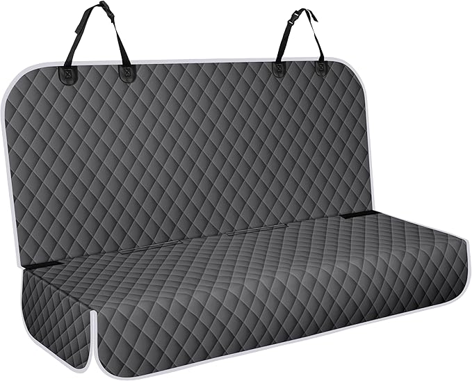 NECKORY Backseat Cover for Dogs, Waterproof and Non-Slip Pet Bench Seat Covers, Car Seat Protector for Back Seat, Universal Size Rear Car Seat Cover Fits Cars, Trucks and SUVs, L-Charcoal Grey&Grey