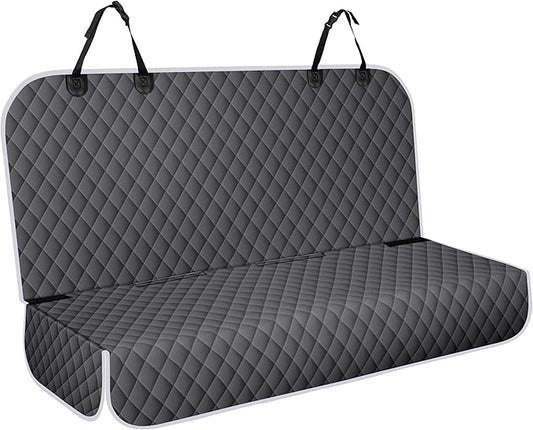 NECKORY Backseat Cover for Dogs, Waterproof and Non-Slip Pet Bench Seat Covers, Car Seat Protector for Back Seat, Universal Size Rear Car Seat Cover Fits Cars, Trucks and SUVs, L-Charcoal Grey&Grey