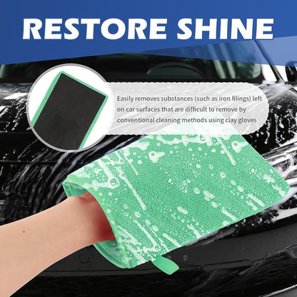 2PCS Car Clay Mitt Auto Detailing,Soft Clay Bar Mitt for Cleaning Car Surfaces,Anti-Scratch Clays Mitts for Cars Detailings to Replace Traditional Clays Bar Cars Accessories (Green/2PCS)
