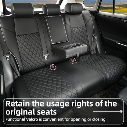 Lolcar Rav4 Seat Covers for Toyota RAV4 2019 2020 2021 2022 2023 2024 2025 LE,XLE,XLE Premium,Limited,Car Seat Cover for Trucks SUV,Waterproof Seat Cushion Full Set,Neoprene (Black Gray Grid)