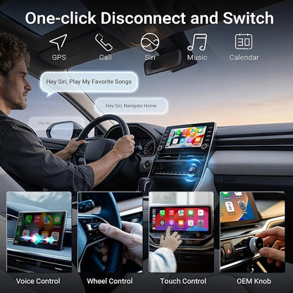 MINIX CA525 Mini Wireless CarPlay & Android Auto Adapter, 2026 Upgraded 2-in-1 Wired to Wireless Dongle, One-Button Switch, Plug & Play USB-A/C, WiFi 6 & Bluetooth 5.4, iOS 10+ & Android 11+