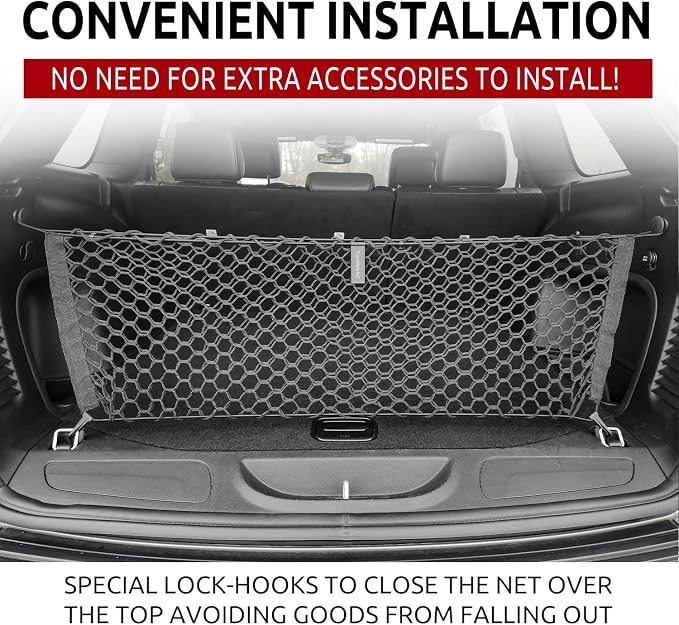 Envelope Style Trunk Mesh Cargo Net - For Jeep Grand Cherokee 2011 - 2021 Car Accessories - Premium Trunk Organizers and Storage - SUV Truck Cargo Nets - Vehicle Carrier Organizer for Cherokee WK