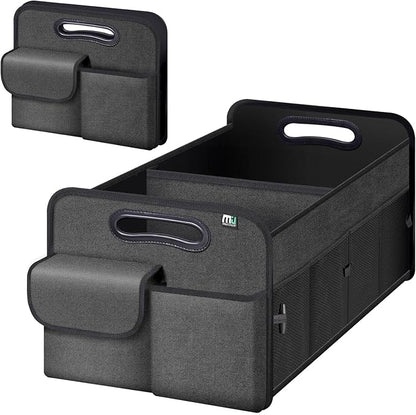 MIU COLOR Trunk Organizer for Car, Car Organizer, 8 Mesh Pockets Trunk Organizer for SUV, Non-Slip Bottom, Storage Organizer for Sedans, Van, Jeep, Grocery, 2 Compartments, Black 22"x13"x11"