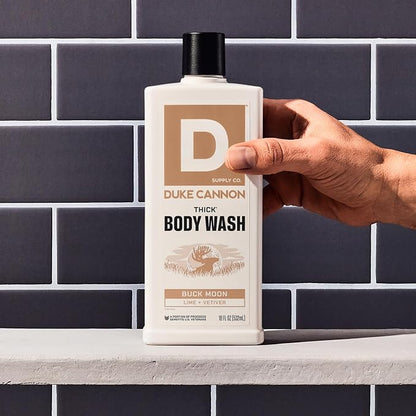 Duke Cannon Supply Co. Thick High Viscosity Body Wash – 3X Thicker, Cleansing Shower and Bath Gel, Mineral-Enriched for Men – Shower Gel – Men’s Body Scrub – Buck Moon (18 oz)