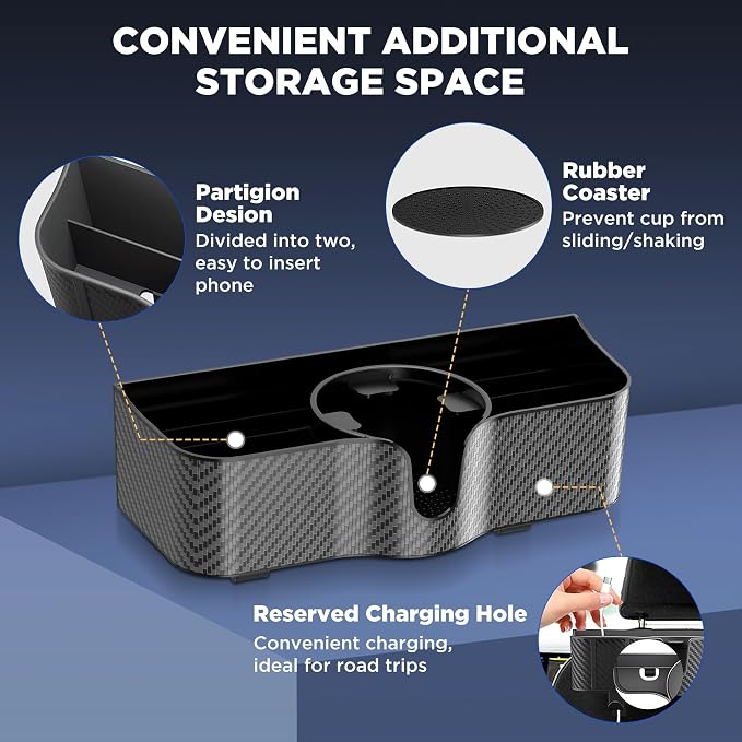 Car Headrest Backseat Organizer with Cup Holder, 3 in 1 Storage Box Organizer & Hooks for Car, for Hold Phone, Snacks, Drinks, Handbag, Compatible with Most Vehicles Black 2pcs