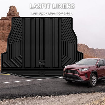LASFIT Cargo Trunk Mat for Toyota RAV4 2025 2024 2023 2022 2021 2020 2019 (Include Hybrid) All Weather TPE Rear Trunk Cargo Liner Custom Fit Waterproof RAV 4 Cargo Tray Accessories, Black