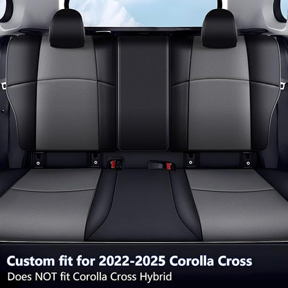 TTX LIGHTING Custom Fit Seat Covers for Toyota Corolla Cross L,LE,XLE 2022 2023 2024 2025 2026 (Not for Hybrid), Faux Leather Full Set Corolla Cross Car Seat Covers Black/Grey