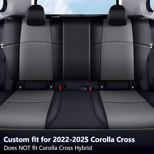 TTX LIGHTING Custom Fit Seat Covers for Toyota Corolla Cross L,LE,XLE 2022 2023 2024 2025 2026 (Not for Hybrid), Faux Leather Full Set Corolla Cross Car Seat Covers Black/Grey