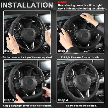 GIANT PANDA Steering Wheel Cover for Toyota, Auto Car Steering Wheel Cover for Toyota Highlander Rav4 Corolla Camry - Solid Black