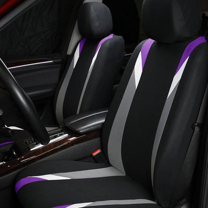 FH Group Premium Modernistic Flat Cloth Car Seat Covers – Universal Fit, Washable Seat Covers for SUV Sedan Van, Purple, Full Set