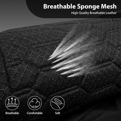 CAR PASS 3D Foam Mesh Leather Car Seat Covers Full Set,Breathable Mesh Faux Leather Seat Covers for Car,Universal Fit for SUV Truck Sedan Automotive, Armrest Airbag Compatible,Black