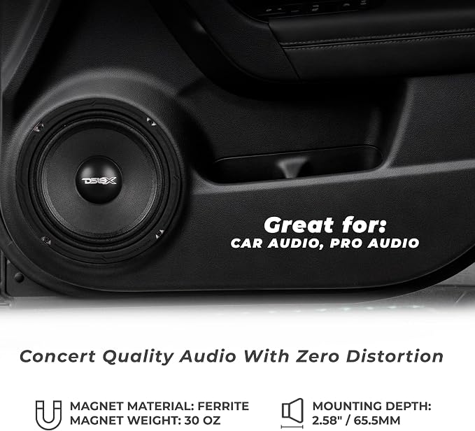DS18 PRO-X6M Loudspeaker - 6.5", Midrange, Red Aluminum Bullet, 450W Max, 225W RMS, 8 Ohms - Premium Quality Audio Door Speakers for Car or Truck Stereo Sound System (1 Speaker), Classic