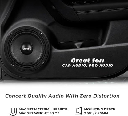 DS18 PRO-X6M Loudspeaker - 6.5", Midrange, Red Aluminum Bullet, 450W Max, 225W RMS, 8 Ohms - Premium Quality Audio Door Speakers for Car or Truck Stereo Sound System (1 Speaker), Classic