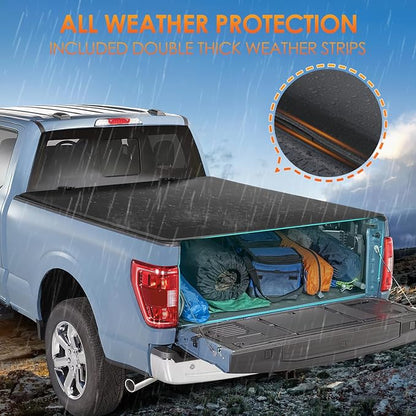 Nilight Soft Tri-fold Truck Bed Tonneau Cover Compatible with Ford F150 2015-2026, All-Weather Low Profile Cargo Protection-5.5ft