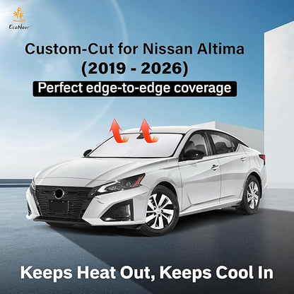 EcoNour Windshield Sunshade Compatible for Nissan Altima 2019-2024 2025 2026, Sun Visor for Front Windshield & Window Sun Shade Cover, UV Heat Blocker & Protector, Car Accessories