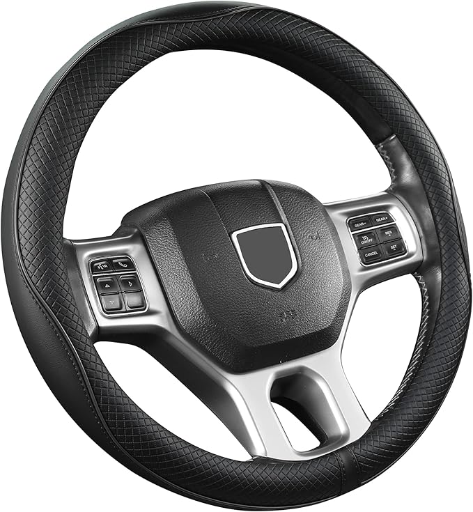West Llama Customized Auto Car Steering Wheel Cover for Chevy 14.5-15 inches, Steering Wheel Cover for Chevrolet(Black Line-Standard Size)
