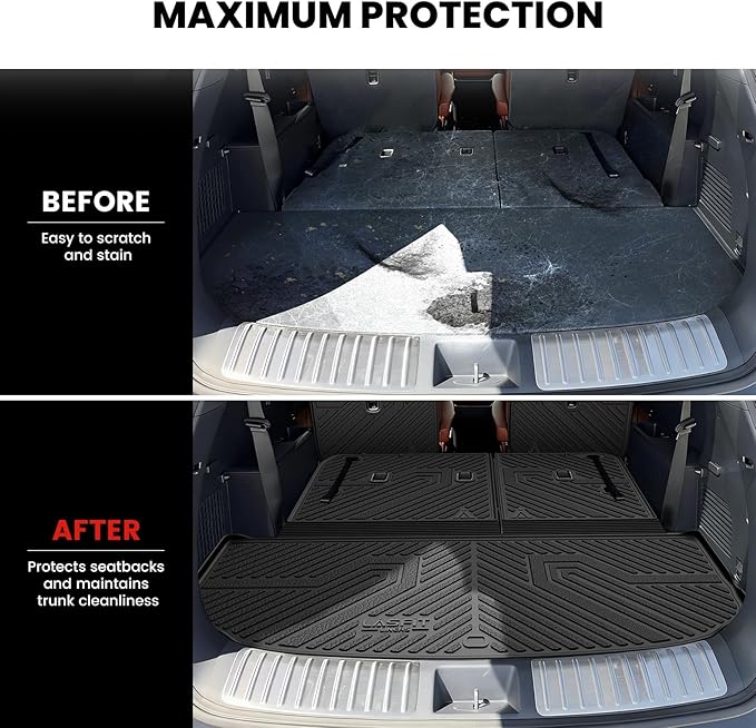 LASFIT Cargo Mat & Backrest Mats for Kia Telluride 2027 (Only Fit Gas, Not Fit Hybrid), All Weather TPE Custom Fit Cargo Liner Trunk Mats & Seatback Mats Accessories for Kia Telluride 2027, Black
