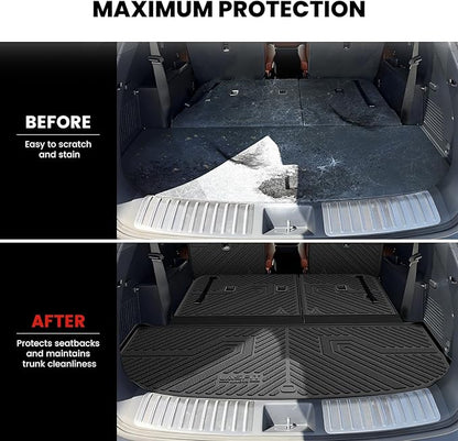 LASFIT Cargo Mat & Backrest Mats for Kia Telluride 2027 (Only Fit Gas, Not Fit Hybrid), All Weather TPE Custom Fit Cargo Liner Trunk Mats & Seatback Mats Accessories for Kia Telluride 2027, Black