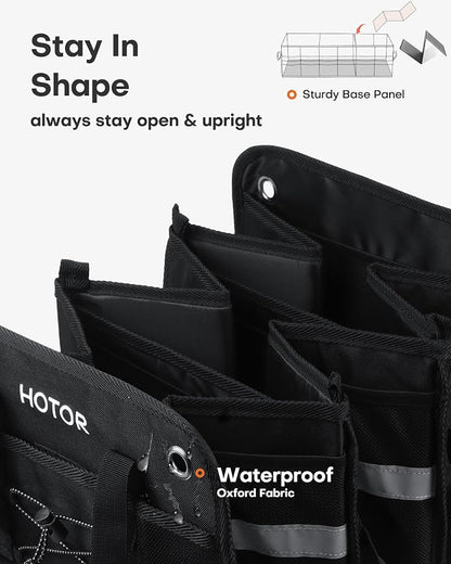 HOTOR Trunk Organizer for SUV – Car Storage Box with Reflective Strips, Collapsible Car Organizer with Large Capacity, Essential Car Accessories for Truck, Van & Sedan, Black, 33.1" x 13.0" x 12.0"