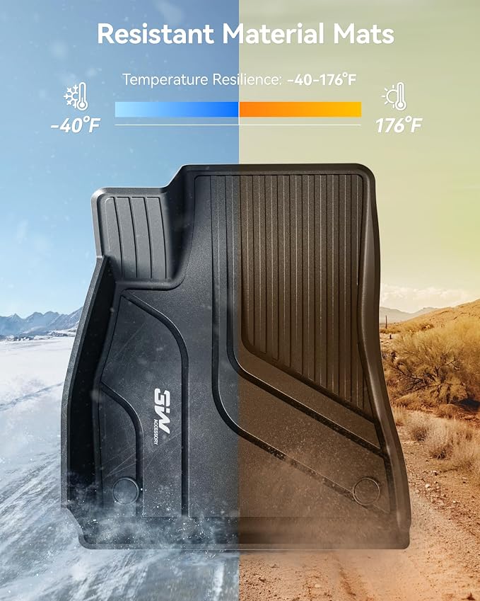 3W Tesla Model 3 Floor Mats and Trunk Mat, All-Weather TPE Floor Liner Compatible for Tesla Model 3 2021-2023, Full Set Black Floor Mats and Cargo Liner Mat Custom Fit