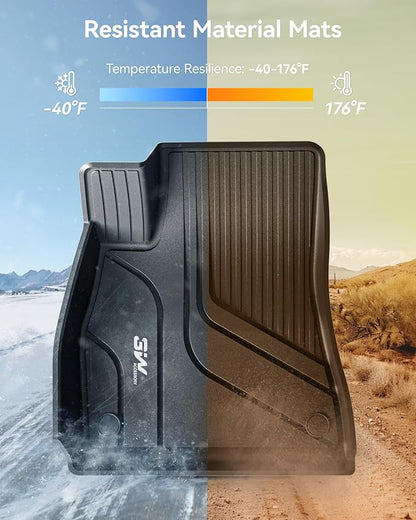 3W Tesla Model 3 Floor Mats and Trunk Mat, All-Weather TPE Floor Liner Compatible for Tesla Model 3 2021-2023, Full Set Black Floor Mats and Cargo Liner Mat Custom Fit