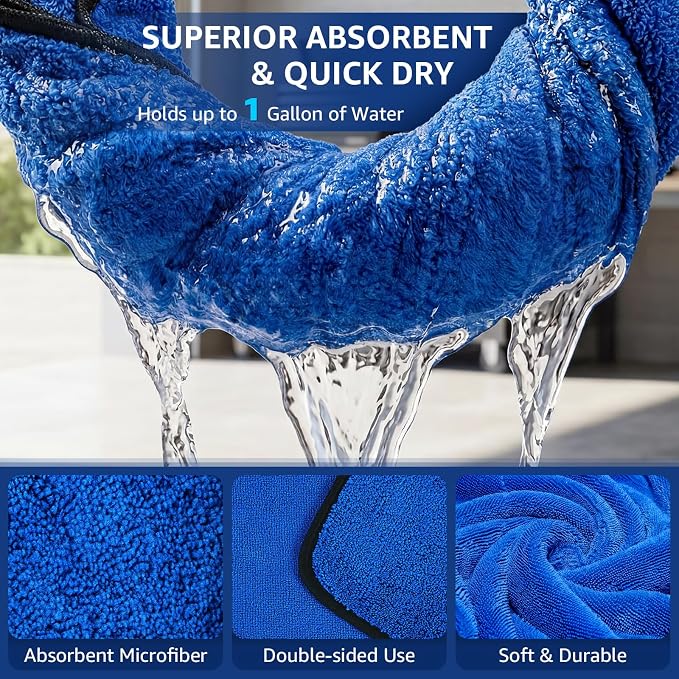 SMINDER 12-Pack Microfiber Cleaning Cloth, Car Drying Towels Car Detailing– XL Microfiber Towels for Cars, Trucks (15.7" x 15.7"), Ultra-Absorbent, Streak-Free, Scratch-Free, No Water Spots