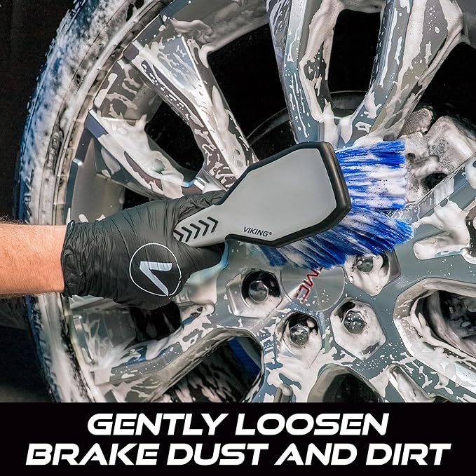 VIKING Wheel Brush for Rims, Cleaning Brush for Tires, Grey, 10.3 x 3.3 x 3.8 Inch