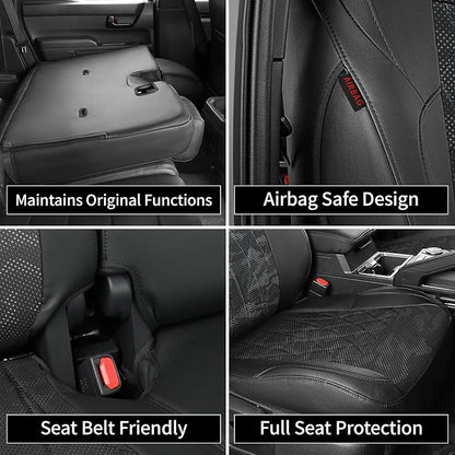 EKR Tacoma Seat Covers Custom Fit for Toyota Tacoma (Only for Hybrid) 2024 2025 2026 Double cab TRD Sport/TRD Off-Road/Limited/Trailhunter-Truck Seat Cover Full Set,Faux Leather(Black/Gray Camo A63)