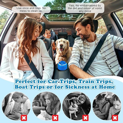 Valchoose 12 Pack Kids Vomit Bags Disposable, Hospital Grade 800ml Motion Sickness Bags for Car Kids Lifesaver, Barf Bags Come in Handy, No Spilling Perfect for Car Sick, Chemo, Road Trip（Blue）