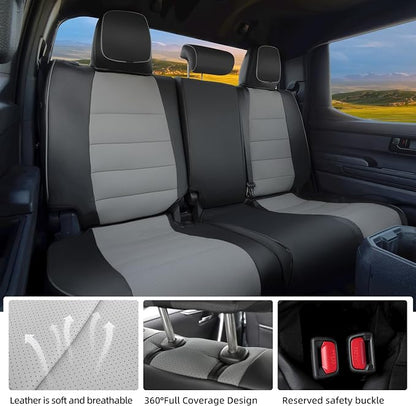 Lolcar Tacoma Car Seat Covers Custom for Select Toyota Tacoma (Only for Hybrid) 2024 2025 2026 Double cab TRD Sport,TRD Off-Road,Limited,Trailhunter -Full Set,Leather(Black/Gray)