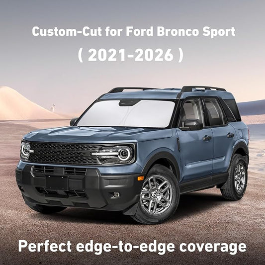 EcoNour Windshield Sunshade Compatible for Ford Bronco Sport 2021-2024 2025 2026, Sun Visor for Front Windshield & Window Sun Shade Cover, UV Heat Blocker & Protector, Car Accessories