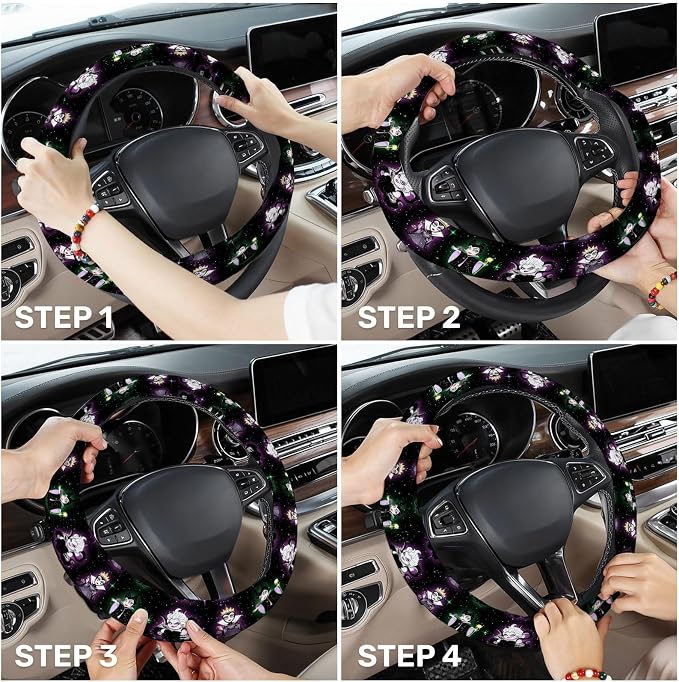 GENANY Dark Queen Steering Wheel Cover, Non Slip Polyester Car Wheel Protector for Car SUV Truck, Universal 15 Inch