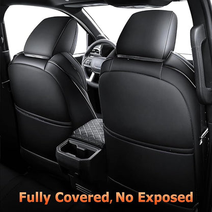 Carlimeki Leather Seat Covers Custom Fit for Tacoma Gen 4th (2024-2026) Double Cab, for SR, SR5, TRD PreRunner, TRD Sport, TRD Off-Road, Limited, Trailhunter - Armrest Covers Included - Fully Covered