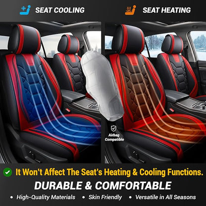 OASIS AUTO Car Seat Covers Front Seats, Waterproof Faux Leather Seat Covers for Cars Universal Fit for SUV, Truck, Sedan, Black Premium Car Seat Protector with Cushions