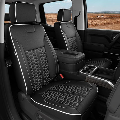 Custom Leather Seat Covers for Silverado/Sierra 1500 2019-2026, 2500HD 3500HD 2020-2026 Crew Cab Full Set with Jump Seat Cover (Armrest Storage Version Only), Truck Accessories