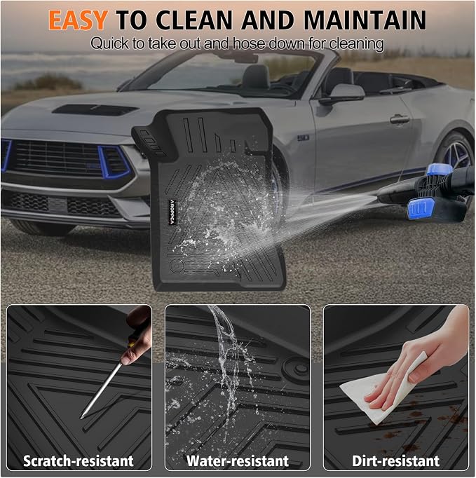 All Weather Floor Mats Cargo Liner for Ford Mustang Mach E 2021-2025 (NOT for Ford Mustang), TPE Rubber Floor Liners Anti-Slip Full Set Mats with Door Sill Protectors for 2025 Mach E Accessories