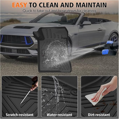 All Weather Floor Mats Cargo Liner for Ford Mustang Mach E 2021-2025 (NOT for Ford Mustang), TPE Rubber Floor Liners Anti-Slip Full Set Mats with Door Sill Protectors for 2025 Mach E Accessories