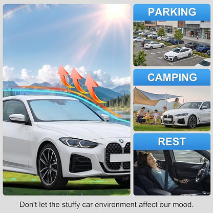 Custom Fit Windshield Sun Shade for BMW 4 Series 2021-2026 | Custom Fit Windshield Cover, Blocks UV Rays, Double-Layer Heat Shield, Durable Frame, Easy Fold & Storage