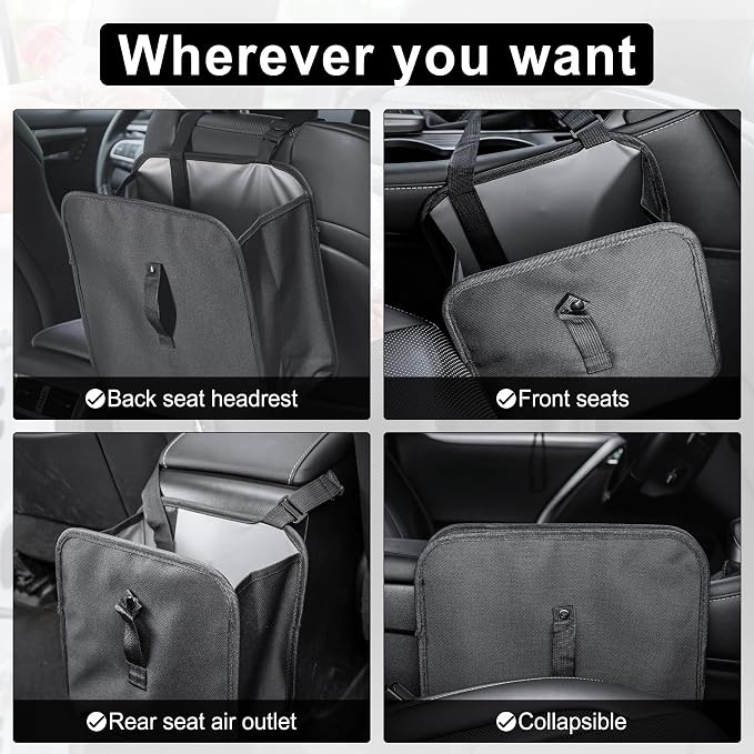 Amiss Foldable Car Trash Can, Collapsible Garbage Bin for Automotive, Hanging Waterproof Leakproof Storage Bag, 3.9 Gallon