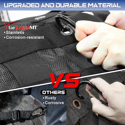 StarknightMT Cargo Net with Adjustable Straps Compatible with Truck Pickup UTV Polaris Ranger General Can-am Defender Commander Kawasaki Mule CFmoto UForce 45.7 * 27.2 inch Black Nylon