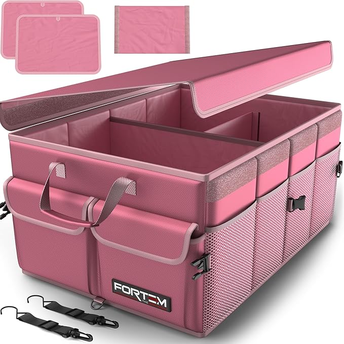 FORTEM Trunk Organizer For SUV Car Trunk Organizer, Foldable Storage, Car Accessories for Women Men, Collapsible Bag, 600D Oxford, Non Slip Bottom, Straps, Soft Cover (50L)