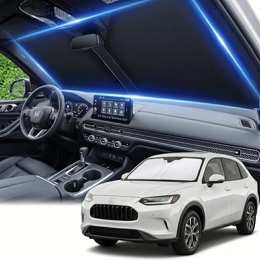 Windshield Sun Shade for Honda HR-V 2023 2024 2025 2026 Front Window Shade Custom Fit HRV Accessories Sun Visor Foldable Shade Blocks UV Rays Summer Must Have Car Accessories