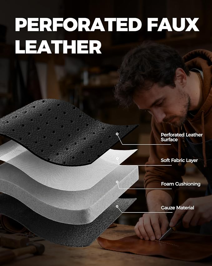 FREESOO Universal Front Seat Covers, Waterproof Faux Leather Automotive Seat Covers with Carbon Fiber Texture Seat Belt Pads, Anti-Slip Airbag Compatible Car Seat Protectors for Cars SUVs Trucks
