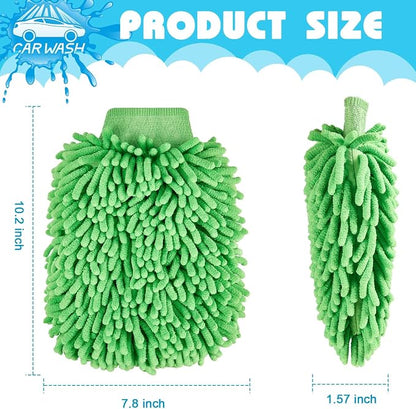 Toulite 8 Pcs Car Wash Mitt Chenille Microfiber Wash Mitt Double Sided Glove Cleaning Drying Mitts (7.48 x 10.24 Inch,Bright Colors)
