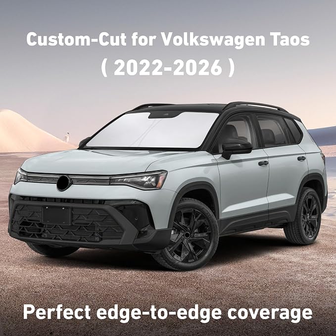 EcoNour Windshield Sunshade Compatible for Volkswagen VW Taos 2022-2024 2025 2026, Sun Visor for Front Windshield & Window Sun Shade Cover, UV Heat Blocker & Protector, Car Accessories