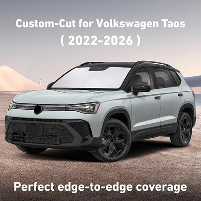 EcoNour Windshield Sunshade Compatible for Volkswagen VW Taos 2022-2024 2025 2026, Sun Visor for Front Windshield & Window Sun Shade Cover, UV Heat Blocker & Protector, Car Accessories